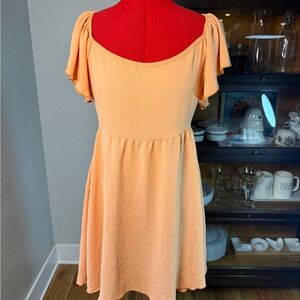 See You Monday Peach Flutter Sleeve Open Back Summer Casual Dress Size XL
